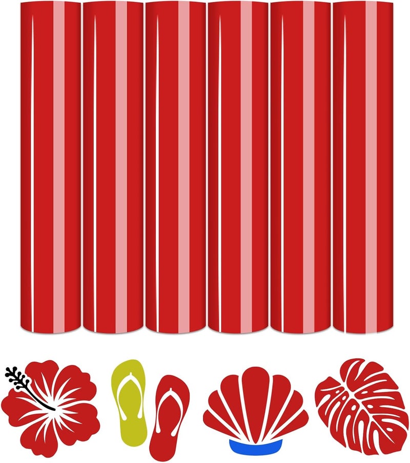 Tintnut Red Color Heat Transfer Vinyl -6 Sheets 12"x10" Bright Color Iron on Vinyl for T-Shirts Clothing Bags HTV Vinyl for All Cutting Machine - Image 1